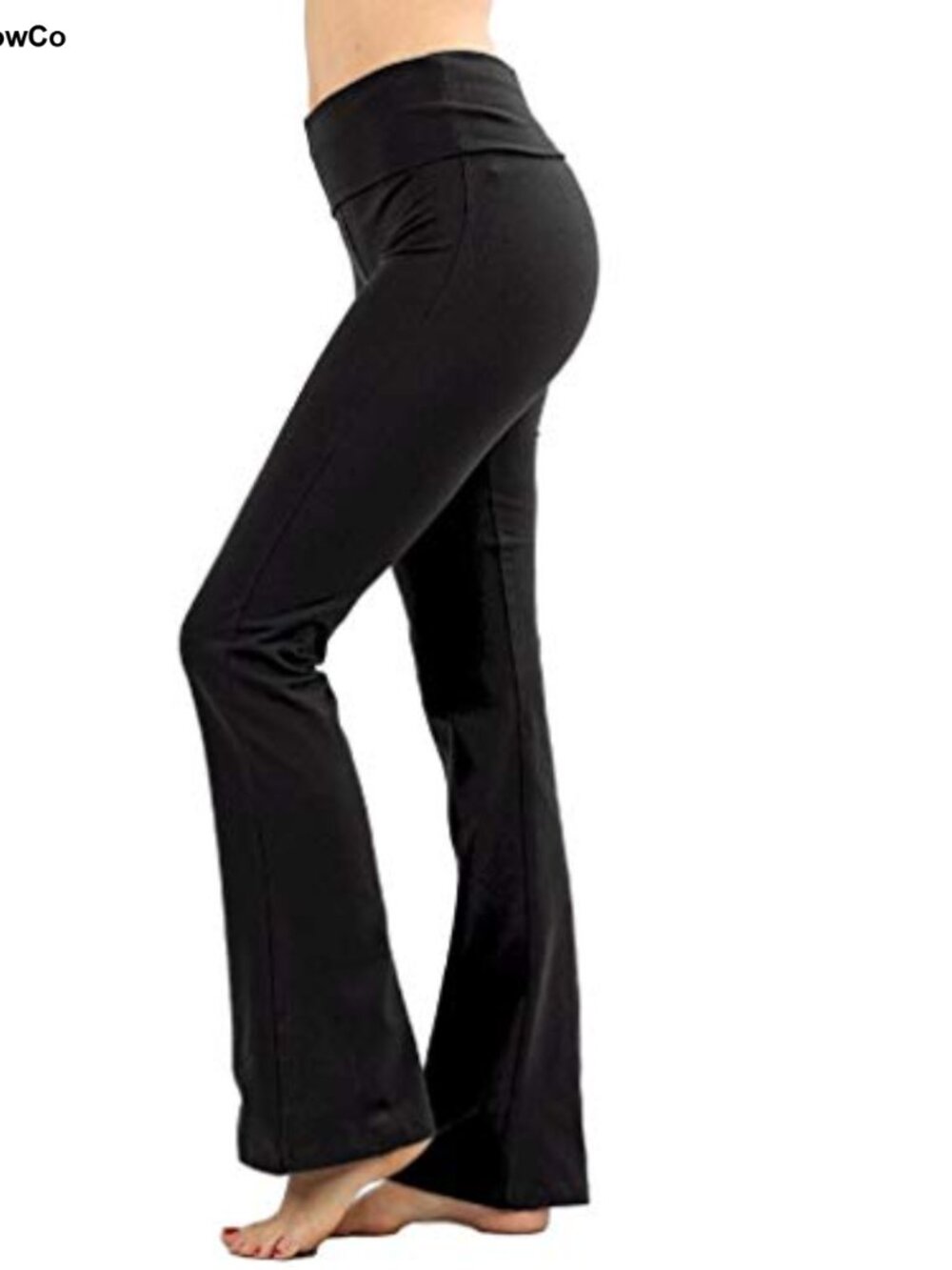 Fold Over Cotton Stretch Flare Boot Cut Yoga Pants Leggings